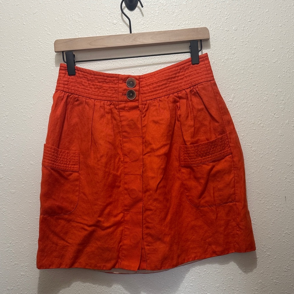 J. Crew Vibrant Orange Skirt with Button Detail, Size 2